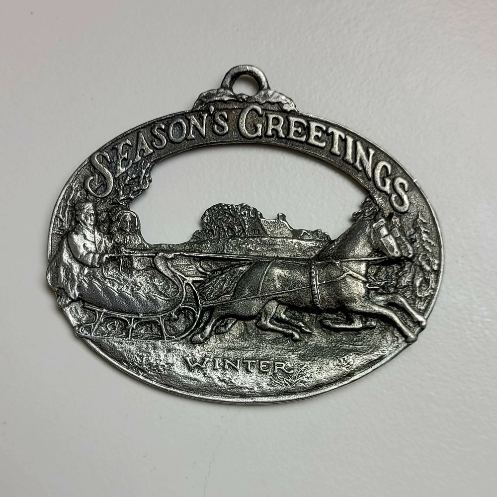 Season's Greetings First Edition Downs Collectors Showcase Fine Pewter Ornament